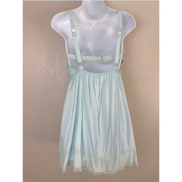 Free People Morning In Maine Slip blue lace mini dress lingerie M - Picture 8 of 12